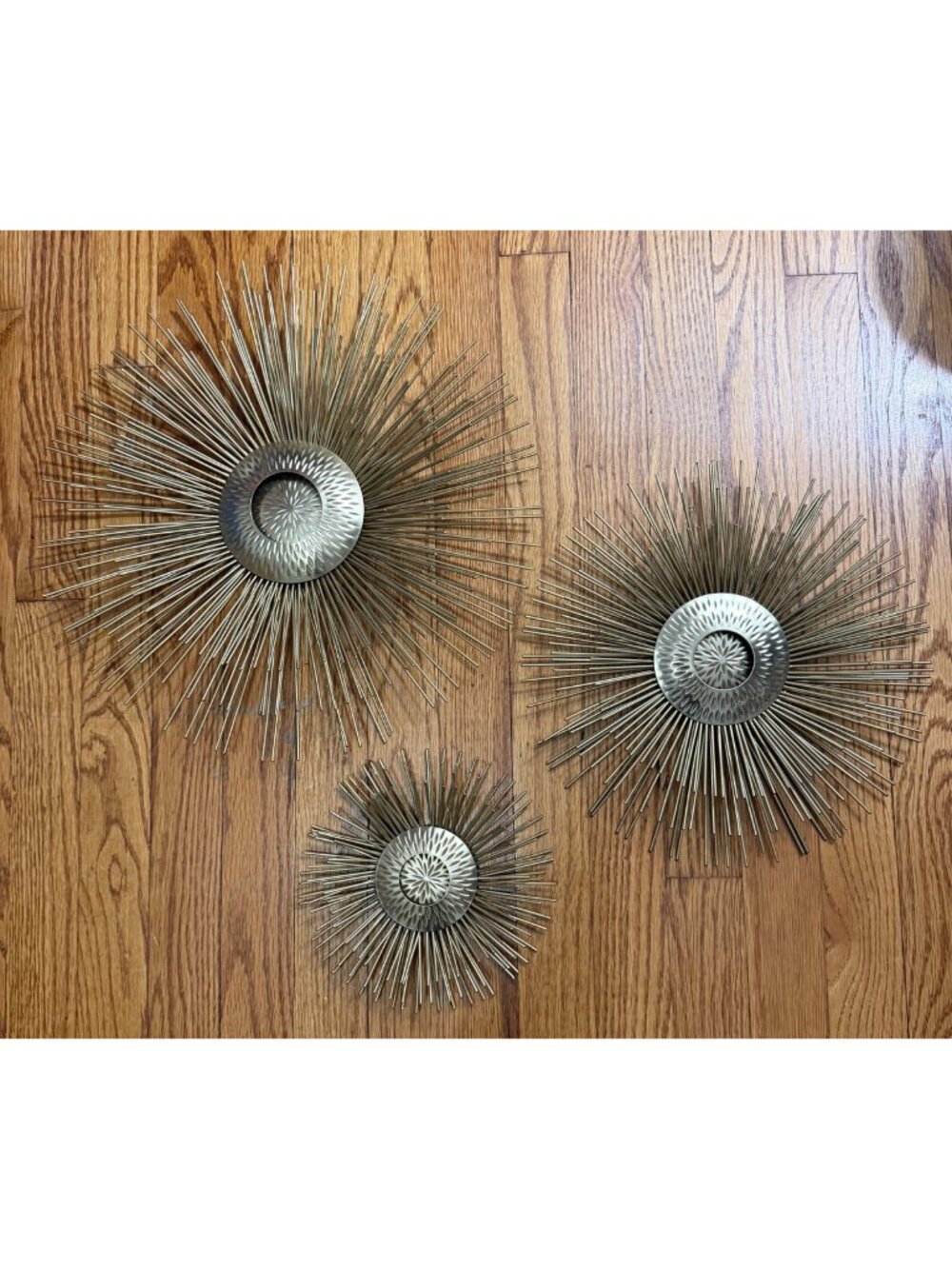3 Mid-Century Modern Curtis Jere Style Atomic Starburst Wall Art gold-tone Metal